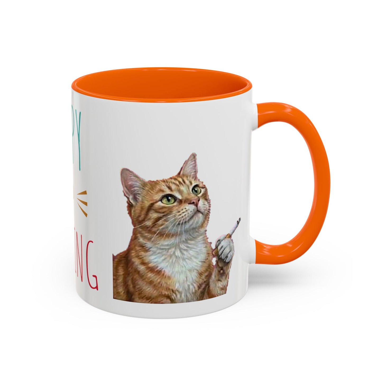 Happy and Dazzling Smoking Cat Coffee Mug — Cute Ginger Cat Accent Mug (11/15oz) (free shipping)