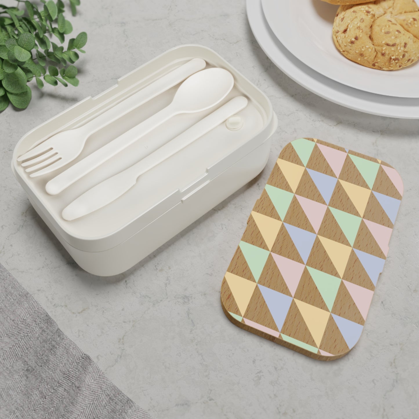 Geometric Pattern Bento Lunch Box - Eco-Friendly Food Storage for School & Work