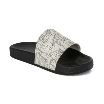 Men's Slide Sandals Urban Sketch / Architectural Line Art