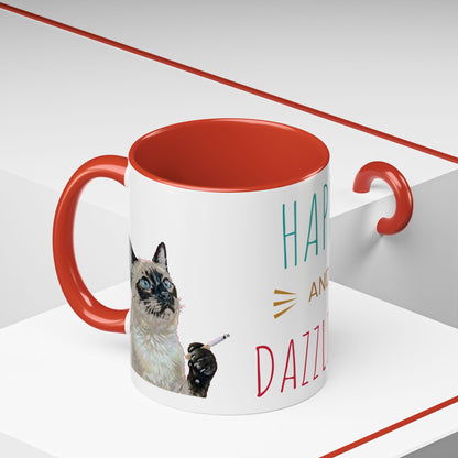 Happy and Dazzling Smoking Cat Accent Coffee Mug — 11/15oz (free shipping)