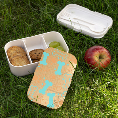Pet-Themed Bento Lunch Box for Dog Lovers - Fun Bone & Paw Design