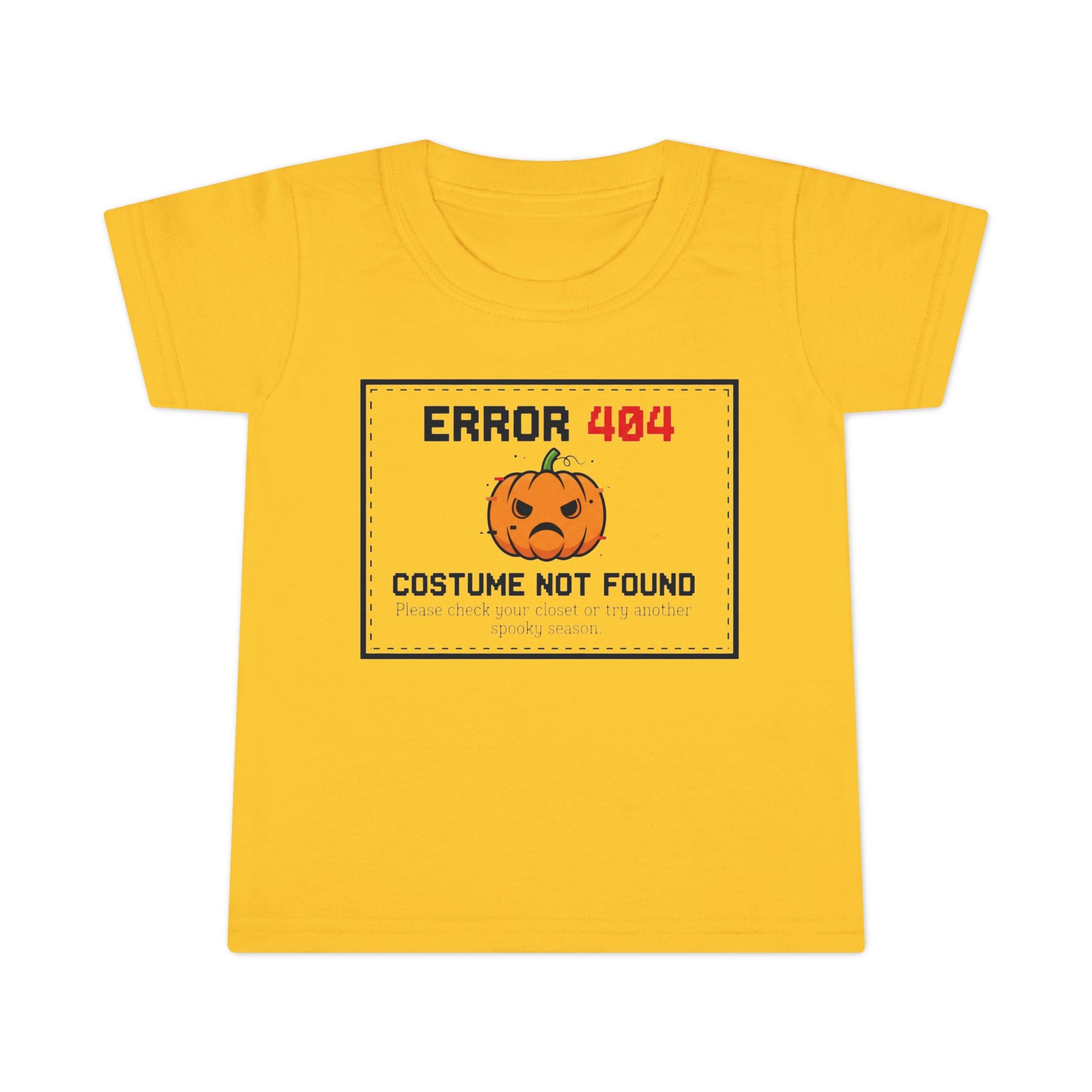 Toddler Halloween T-shirt, Error 404 Costume Not Found Design, Fun Kids Tee, Perfect for Fall Parties, Cute Gift for Toddlers
