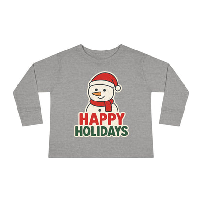 Toddler Long Sleeve Tee — 'Happy Holidays' Snowman Kids Christmas Shirt