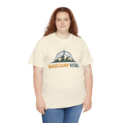 Base Camp Vital Mountain Compass Crewneck T-Shirt | Outdoor Hiking Graphic Tee | Midweight Cotton Trail Shirt (free shipping)