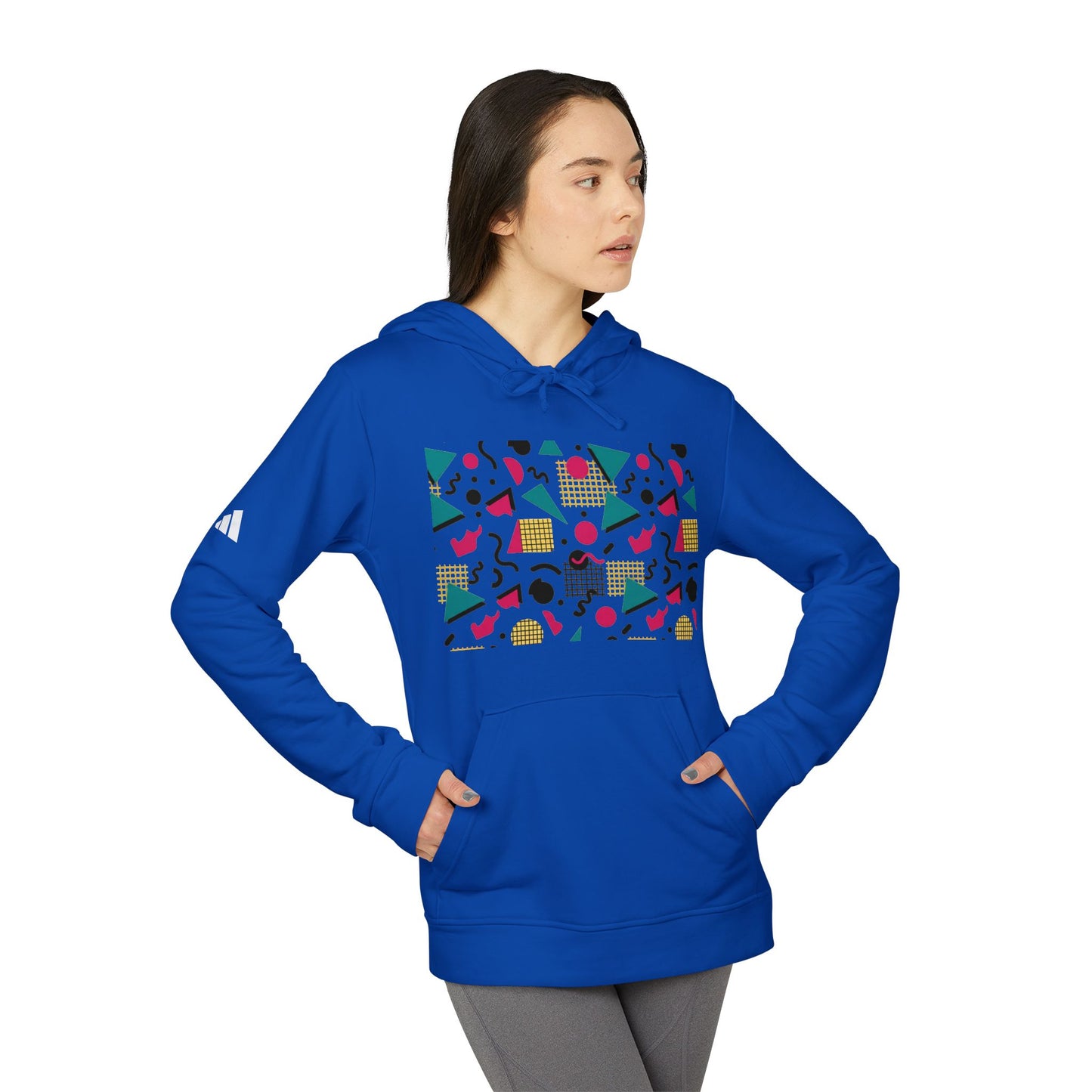 Adidas Retro 80’s Memphis Graphic Hoodie — Colorful 80s-Inspired Geometric Design