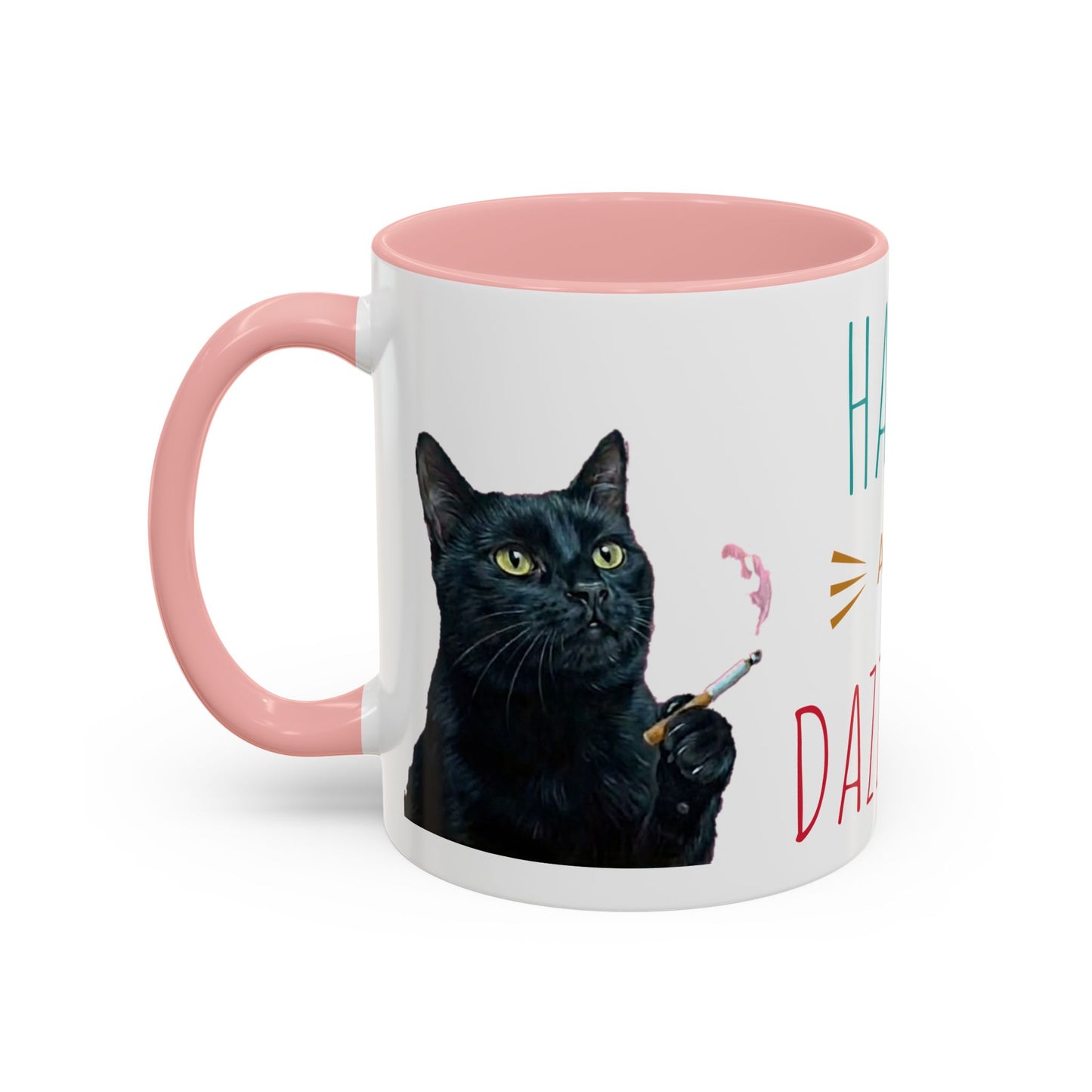 Happy and Dazzling smoking cat Cat Accent Coffee Mug — Cute Black Cat Coffee Cup (11/15oz) (free shipping)
