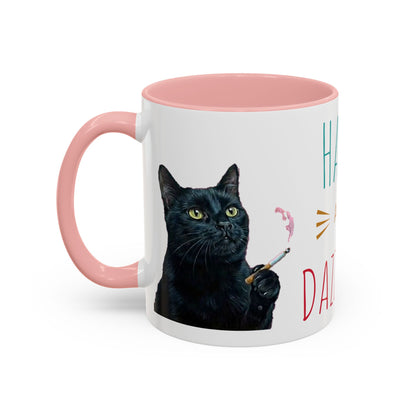 Happy and Dazzling smoking cat Cat Accent Coffee Mug — Cute Black Cat Coffee Cup (11/15oz) (free shipping)
