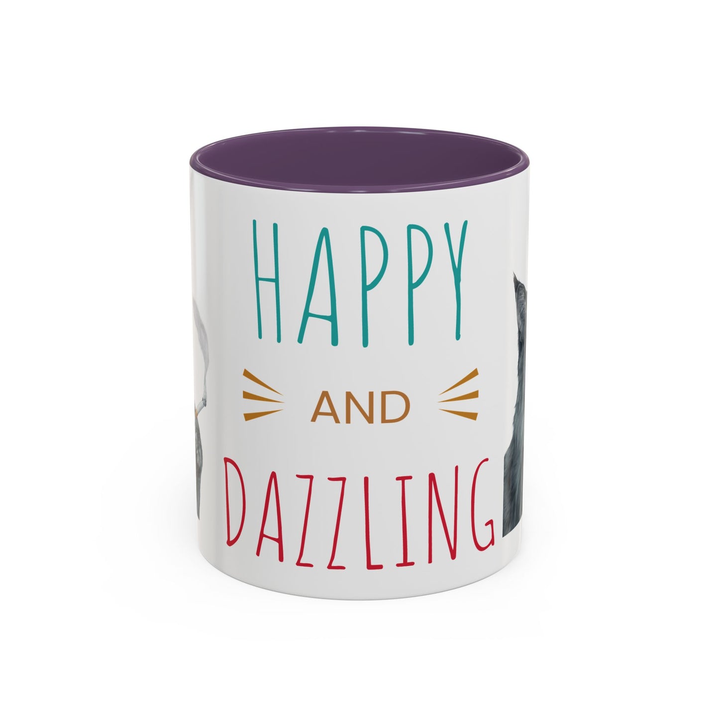 Happy and Dazzling smoking Cat Coffee Mug — Cute Cat smoking a cigarette Illustration Accent Mug (11/15 oz) (free shipping)