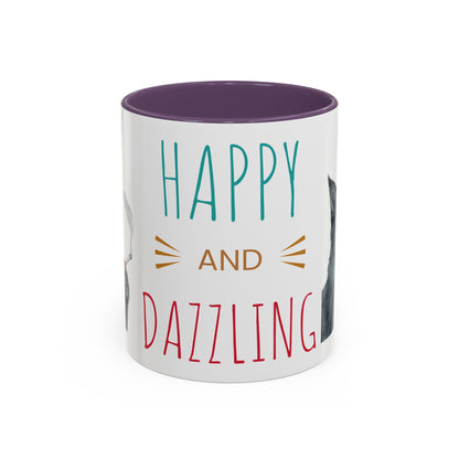 Happy and Dazzling smoking Cat Coffee Mug — Cute Cat smoking a cigarette Illustration Accent Mug (11/15 oz) (free shipping)