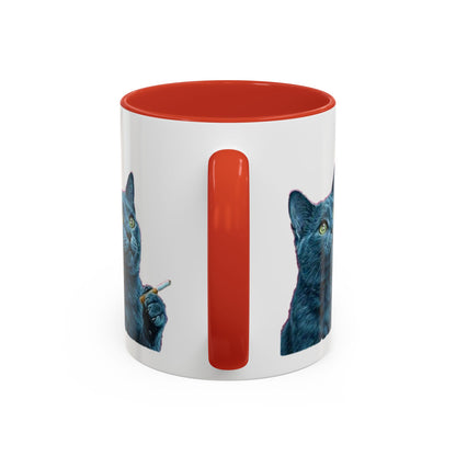 Happy and dazzling smoking cat Coffee Mug — "Happy and Dazzling" Cat Accent Mug (11/15oz) (free shipping)