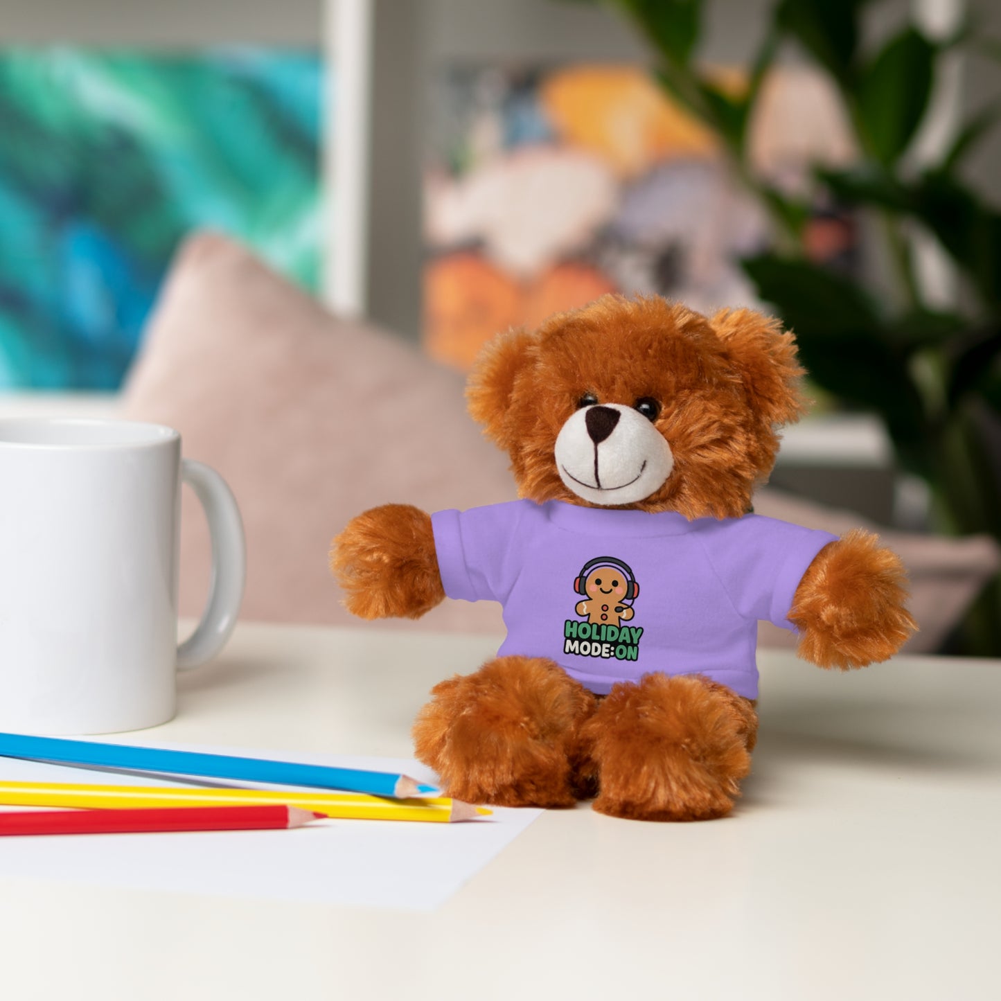 Holiday Mode On Gingerbread Bear Plush with Tee