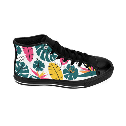 Men's Tropical Leaf High-Top Sneakers — Colorful Floral Men’s Classic Sneakers (free shipping)