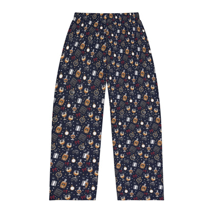 Men's Holiday whiskey collectors Pajama Pants — 'Christmas whiskey collection' Graphic Lounge Pants