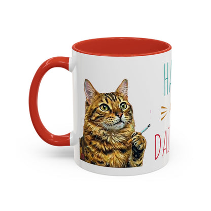 Happy and Dazzling smoking Cat Coffee Mug- cat smoking cigarette- funny (free shipping)