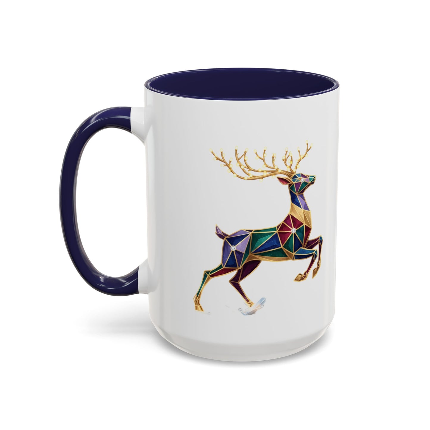 Geometric Rainbow Reindeer Accent Coffee Mug (11/15 oz)