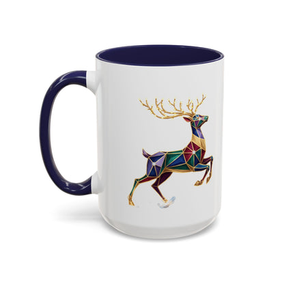 Geometric Rainbow Reindeer Accent Coffee Mug (11/15 oz)