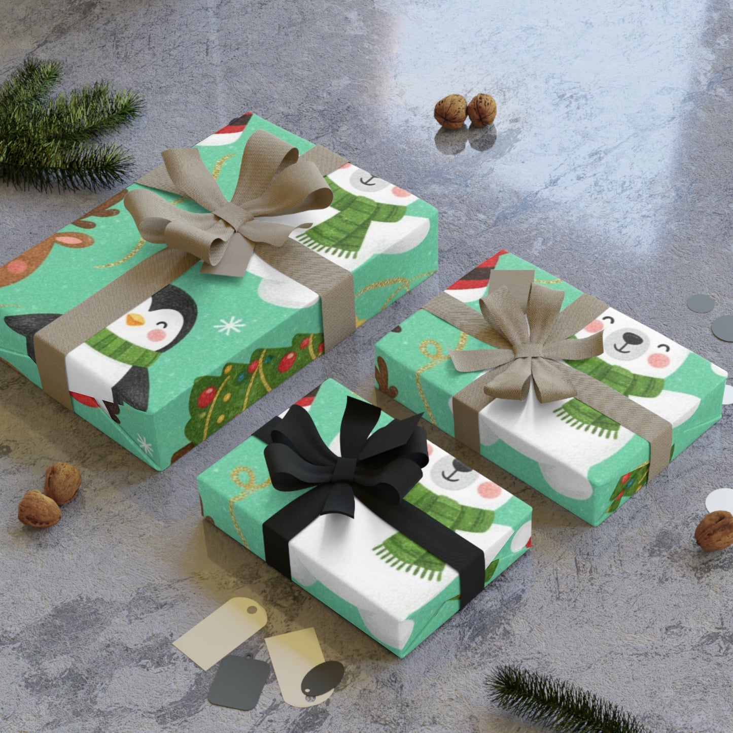 Santa and friends Gift Wrapping Paper Rolls, 1pc