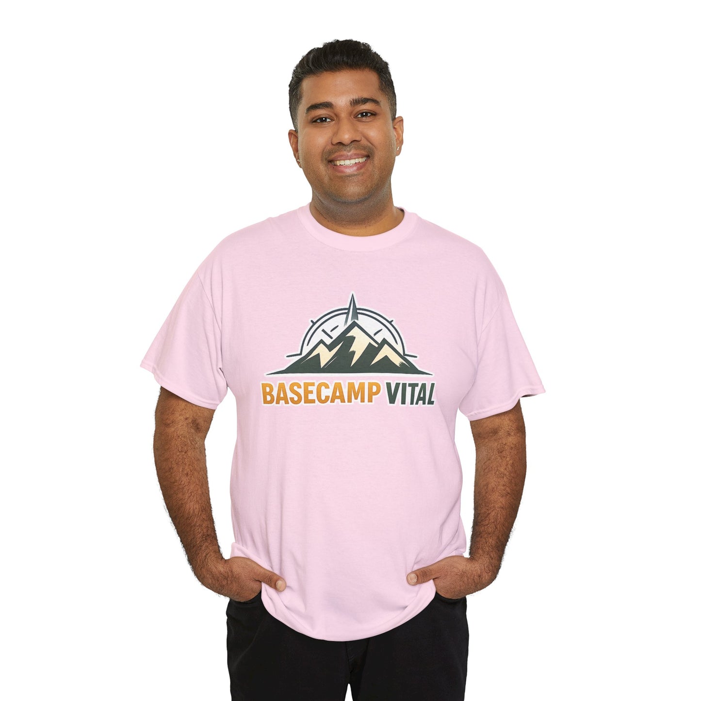 Base Camp Vital Mountain Compass Crewneck T-Shirt | Outdoor Hiking Graphic Tee | Midweight Cotton Trail Shirt (free shipping)