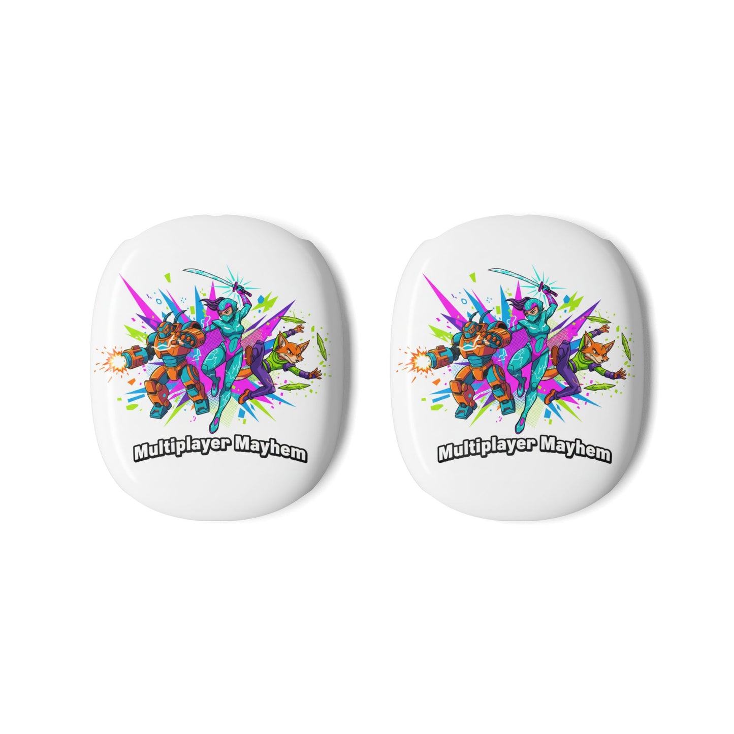 Gaming Headphones — 'Multiplayer Mayhem' themed Colorful Gamer Graphic Protective Headphones  (free shipping)