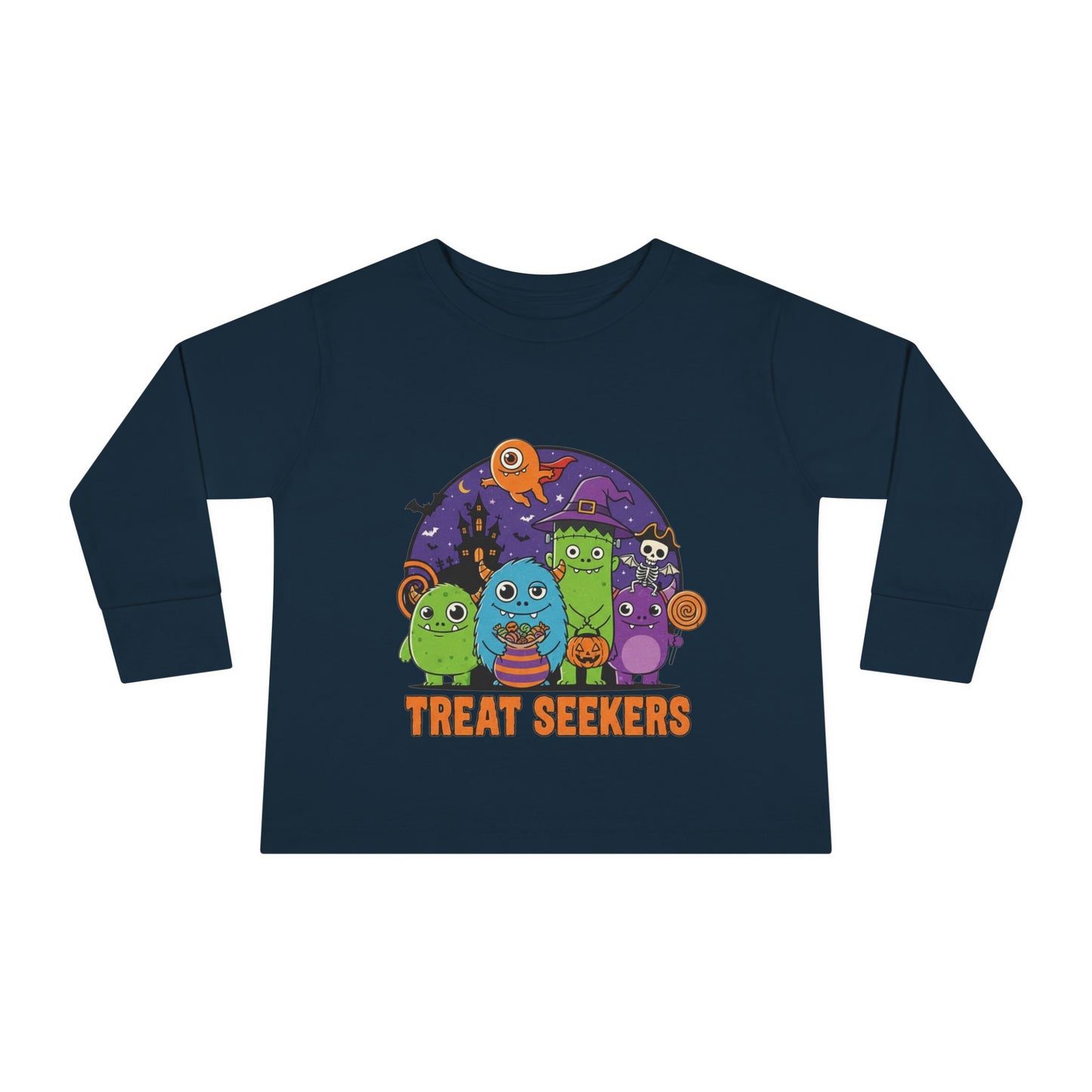 Toddler Halloween Long Sleeve Tee - Cute Treat Seekers Graphic, Kids Halloween Shirt, Trick-or-Treat Top, Fall Celebration Clothes