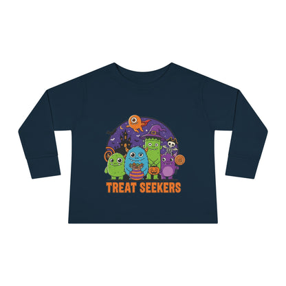 Toddler Halloween Long Sleeve Tee - Cute Treat Seekers Graphic, Kids Halloween Shirt, Trick-or-Treat Top, Fall Celebration Clothes