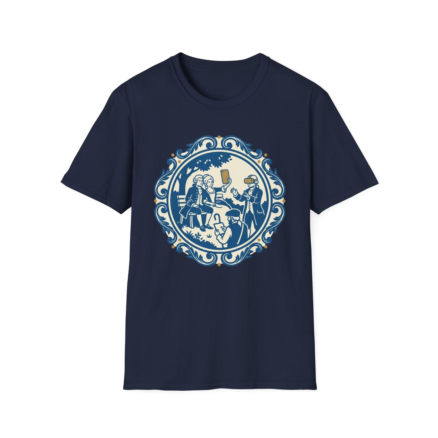 Vintage Blue Rococo Smartphone Toile -  T-Shirt