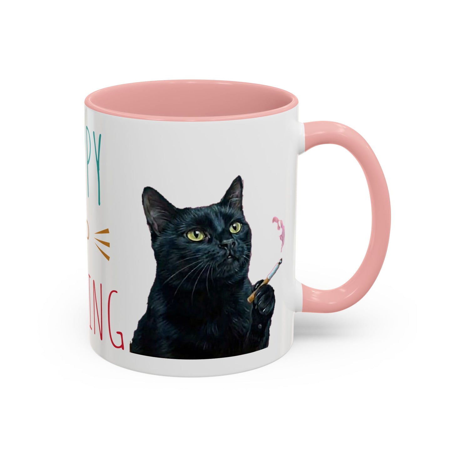 Happy and Dazzling smoking cat Cat Accent Coffee Mug — Cute Black Cat Coffee Cup (11/15oz) (free shipping)