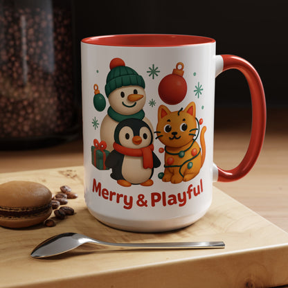 Christmas Animal Mug — "Merry & Playful" Accent Coffee Cup