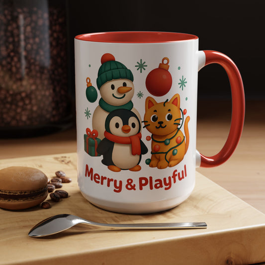 Christmas Animal Mug — "Merry & Playful" Accent Coffee Cup