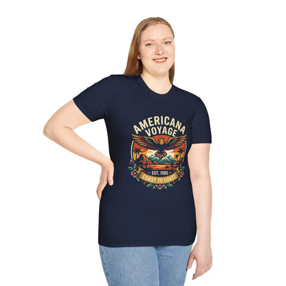 Americana Voyage retro Graphic T-Shirt — Coast to Coast Eagle Sunset