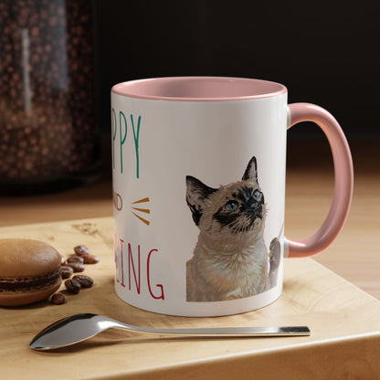 Happy and Dazzling Smoking Cat Accent Coffee Mug — 11/15oz (free shipping)