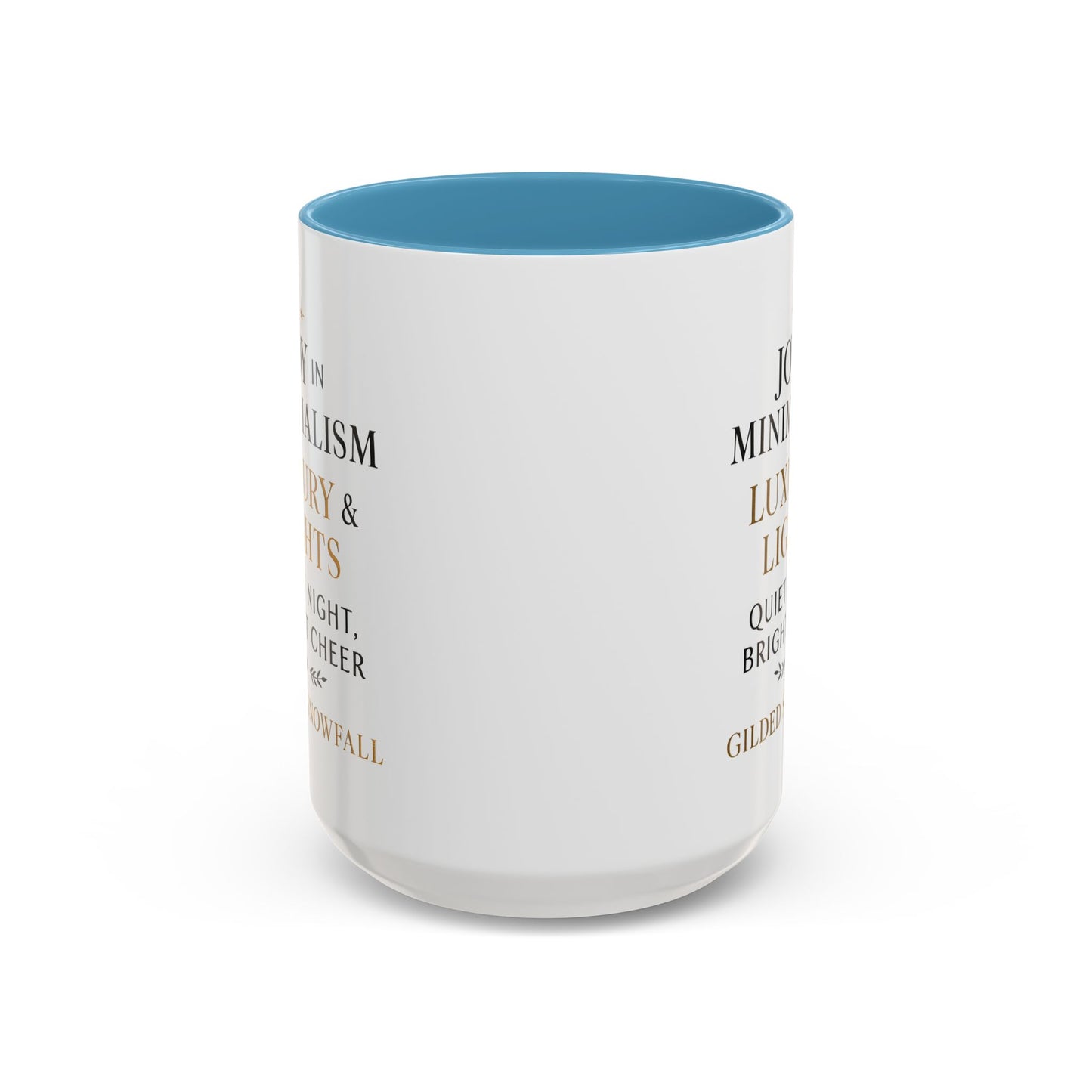 Joy in Minimalism Luxury & Lights Coffee Mug — Holiday Gilded Snowfall Design (11/15oz)