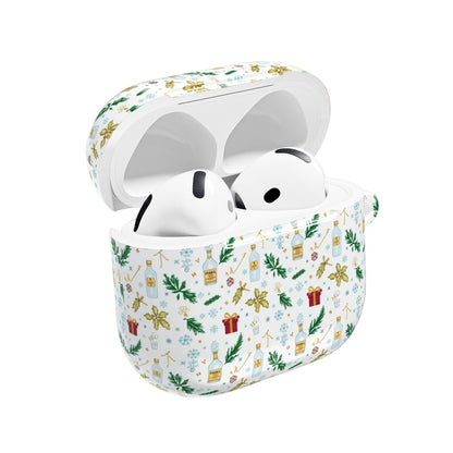 Alcohol Holiday Pattern AirPod Case – Festive Gifts, Holly & Ornaments Design (free shipping)
