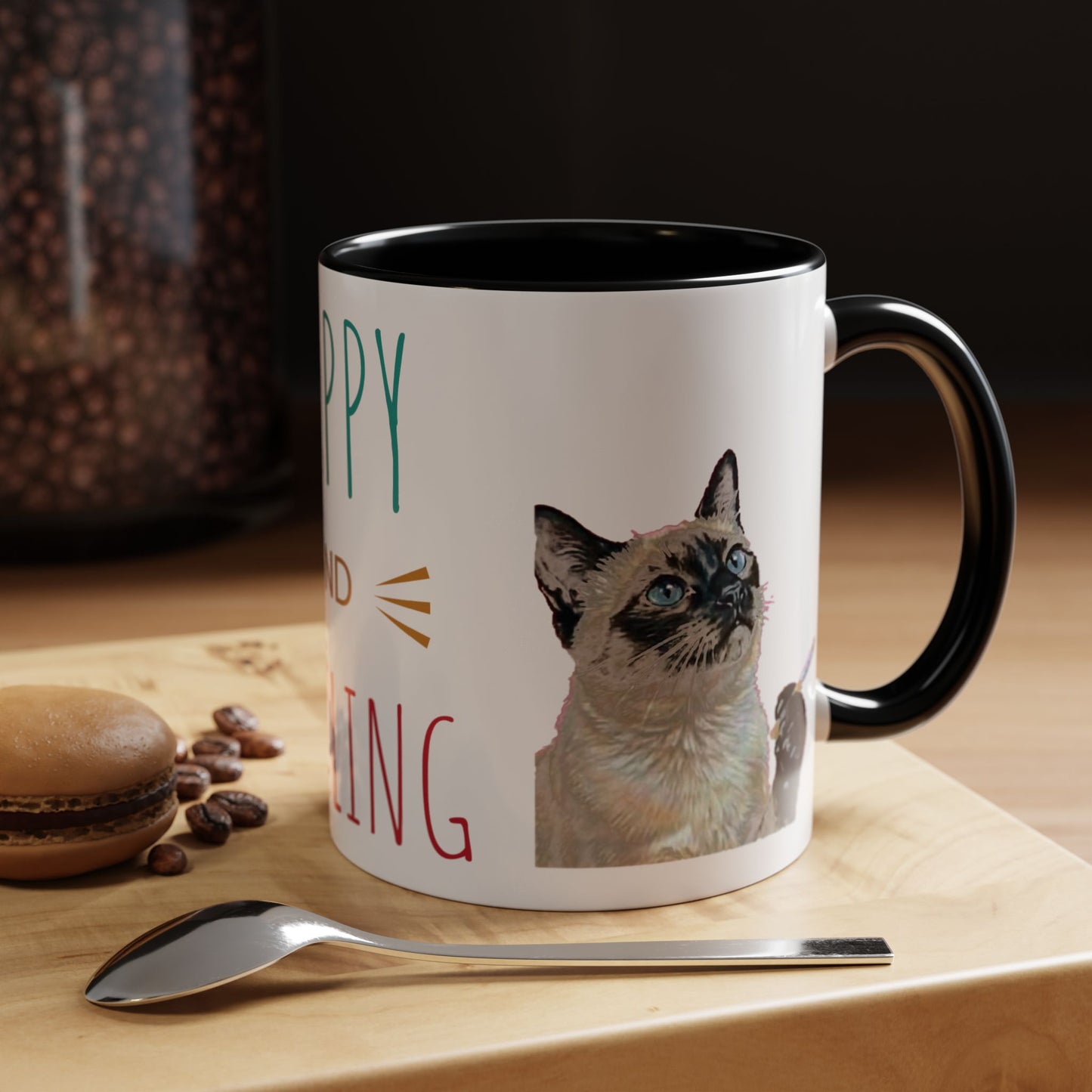 Happy and Dazzling Smoking Cat Accent Coffee Mug — 11/15oz (free shipping)