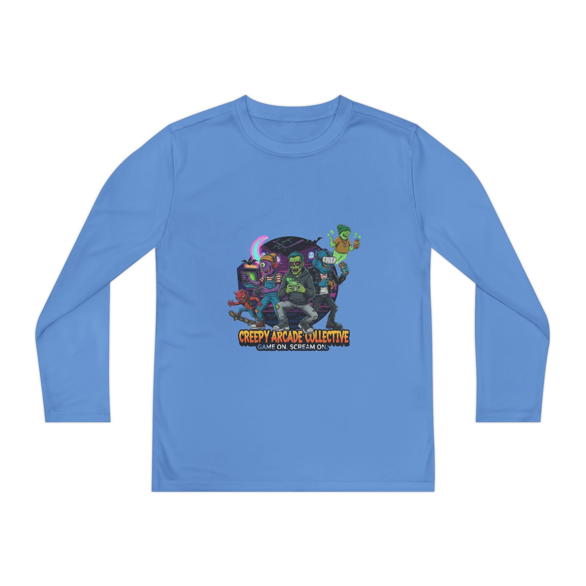 Creepy Arcade Collecting Youth Long Sleeve Tee, Kids Gamer Shirt, Halloween Costume, Teen Casual Wear, Fantasy T-Shirt