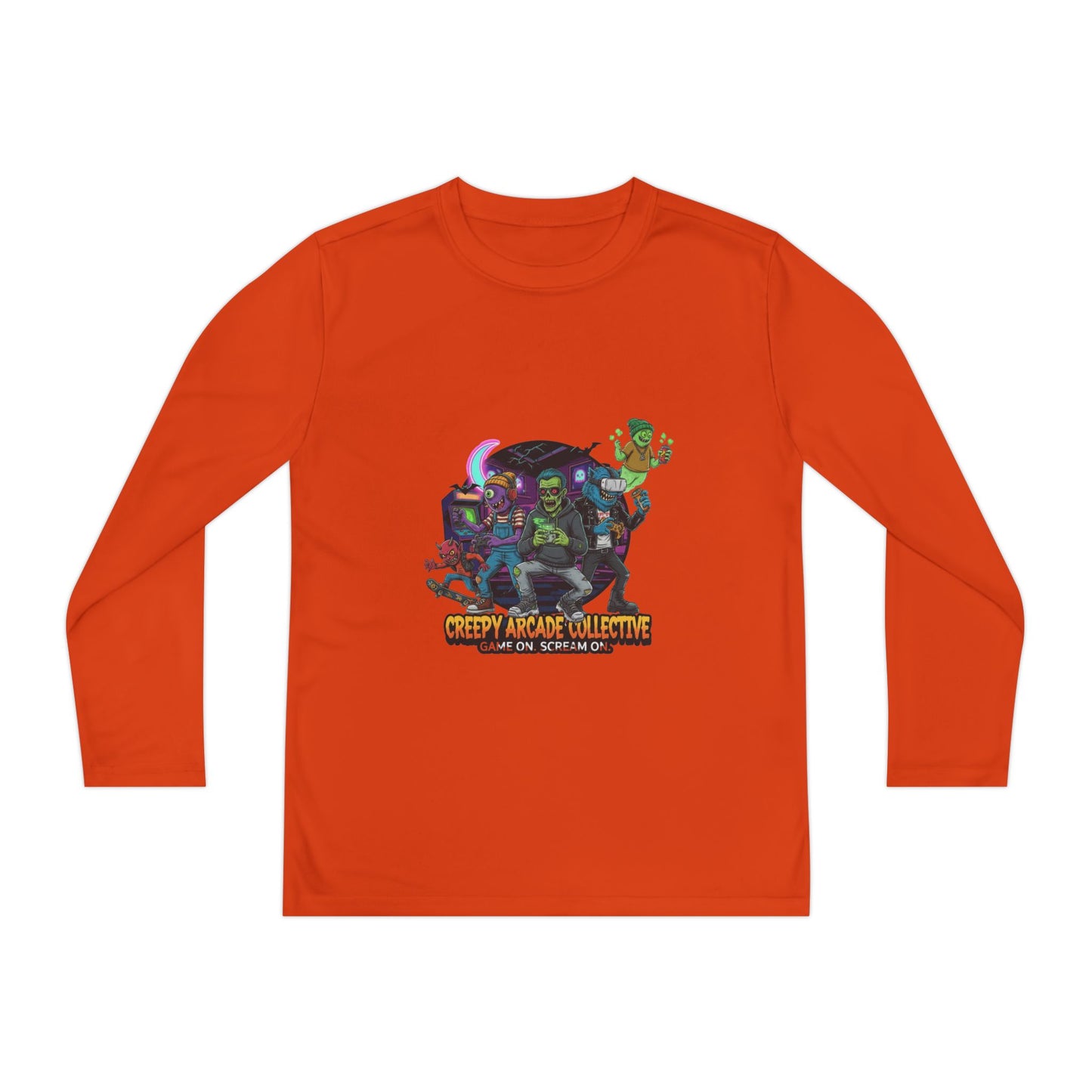 Youth boys Creepy Arcade Collecting Youth Long Sleeve Tee, Kids Gamer Shirt, Halloween Costume, Teen Casual Wear, Fantasy T-Shirt