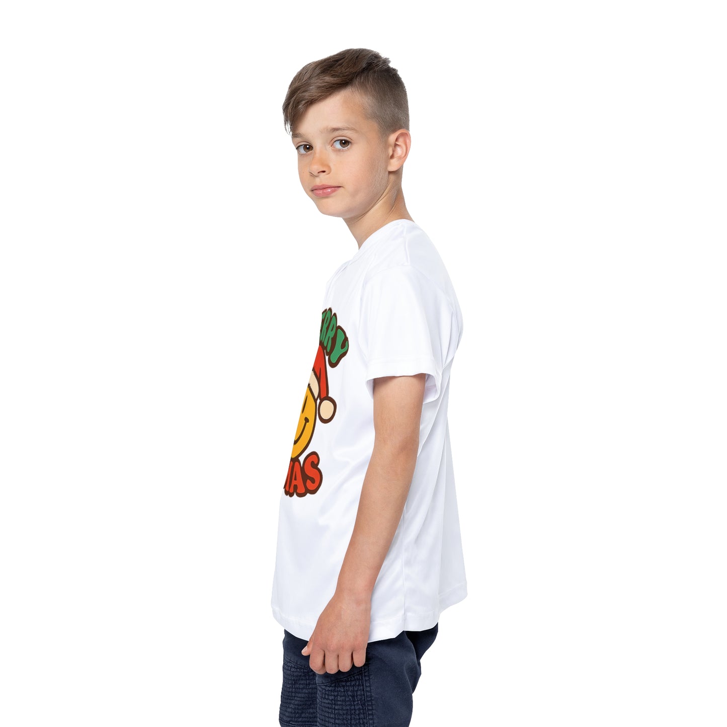 Kids Jersey — Merry Xmas Smiley Santa Holiday Tee