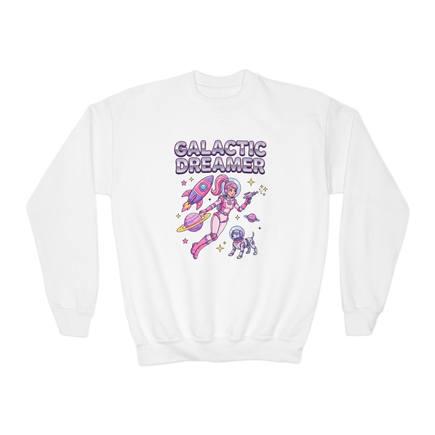 Youth Sweatshirt — "Galactic Dreamer" Astronaut Mermaid Crewneck