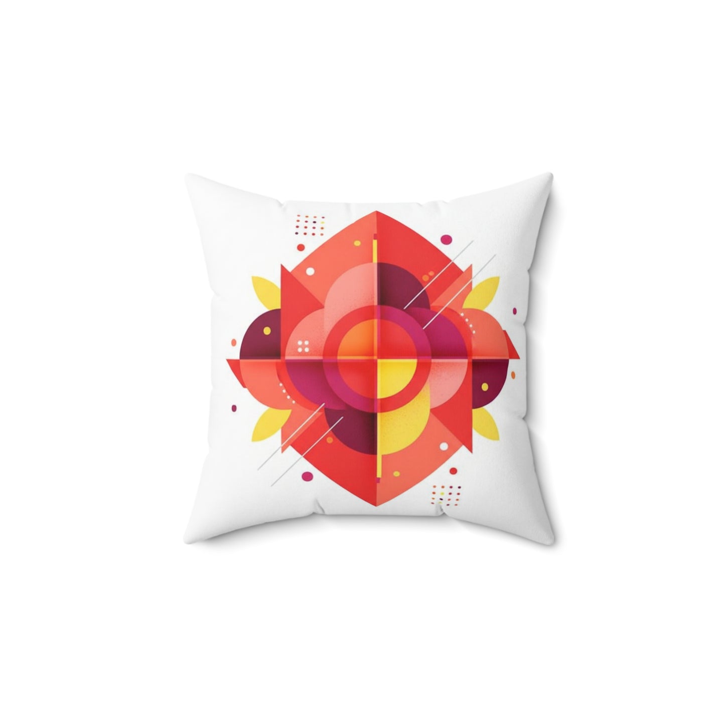 Geometric Sunburst Decorative Pillow — Modern Abstract Red & Yellow Accent Cushion (free shipping)