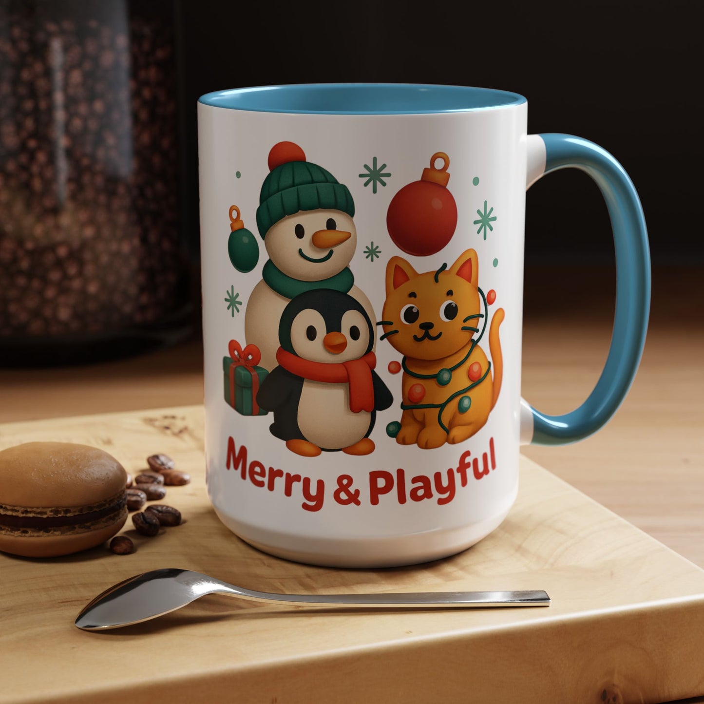 Christmas Animal Mug — "Merry & Playful" Accent Coffee Cup