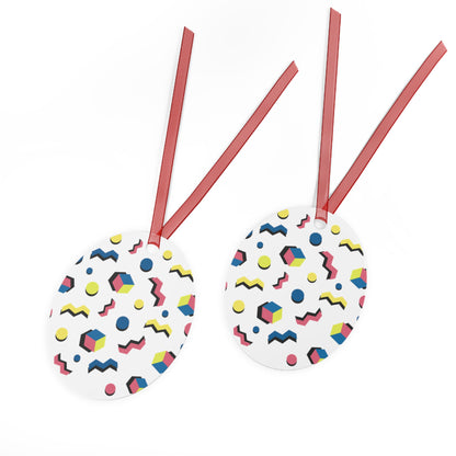 Memphis Geometric Metal Ornament — 80s Retro Bell Decoration