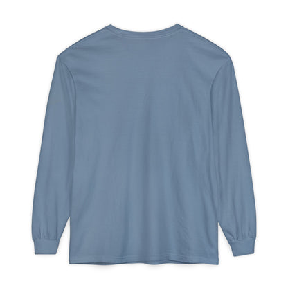 Women’s blue, blue jean color Garment-Dyed Long Sleeve T-Shirt - Relaxed Everyday Comfort