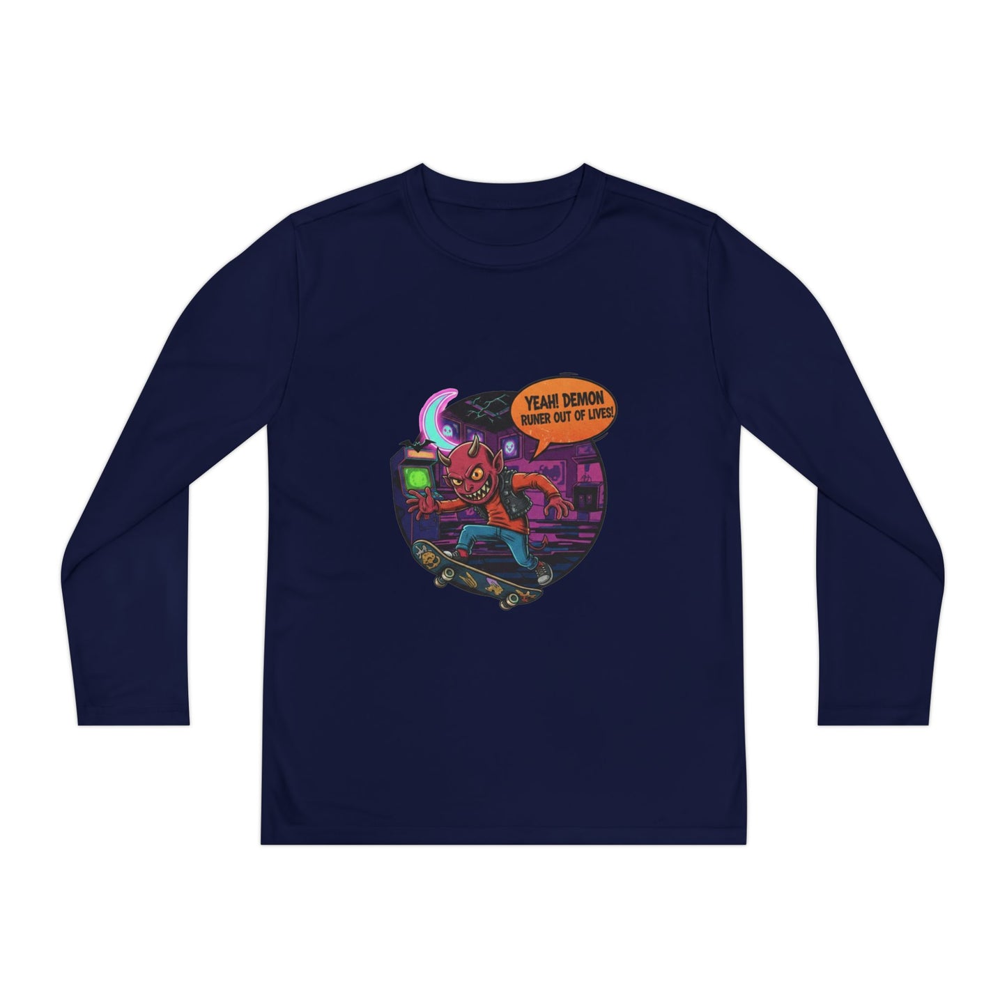 Youth boys Long Sleeve Graphic Tee, Fun Kids Shirt, Halloween Costume Top, Creative Gift for Boys, Unique Kids Fashion