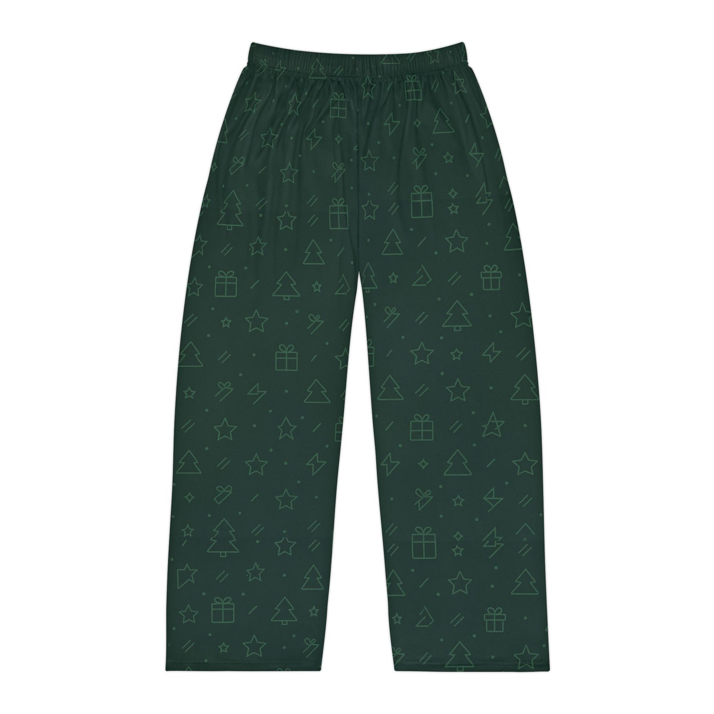 Men's Dark Green Holiday Pajama Pants — Minimal Christmas Icons All-Over Print