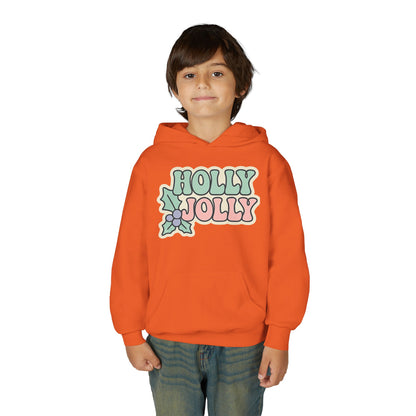 Girls Youth Hoodie — 'Holly Jolly' Pastel Christmas Holiday Sweatshirt