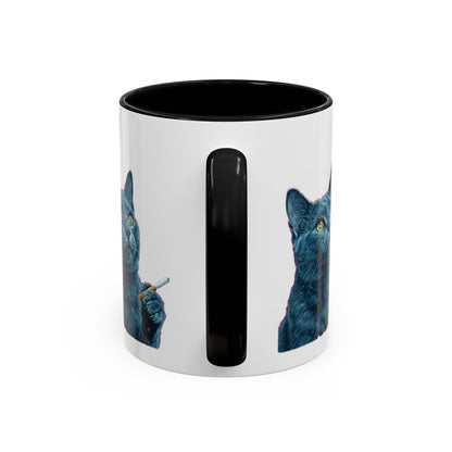 Happy and dazzling smoking cat Coffee Mug — "Happy and Dazzling" Cat Accent Mug (11/15oz) (free shipping)