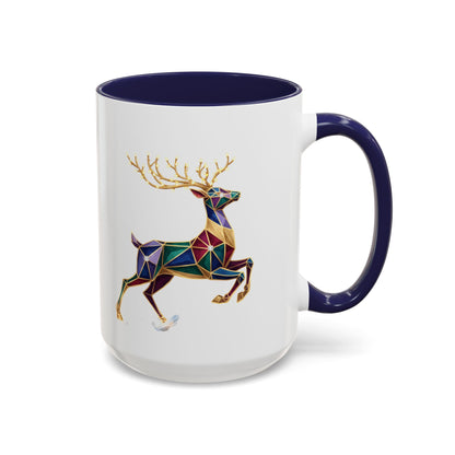 Geometric Rainbow Reindeer Accent Coffee Mug (11/15 oz)