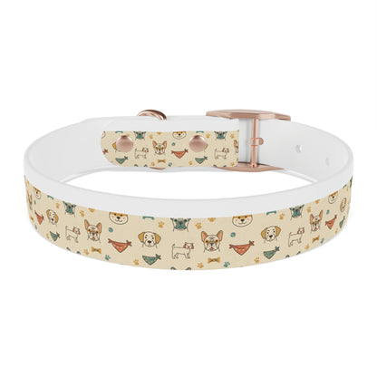 Cute Cartoon Dogs Dog Collar — Beige Puppy Pattern Adjustable Collar