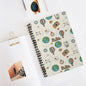 Travel Doodles Spiral Notebook — Ruled Travel Journal with Globe, Hot Air Balloon & Camera Pattern