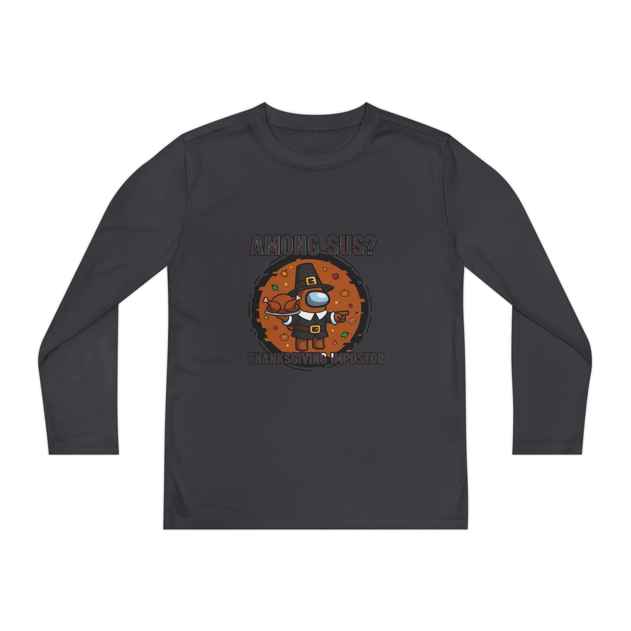 Among Sus? Thanksgiving Impostor Youth Tee, Fun Youth T-Shirt, Gamer Apparel for Kids, Long Sleeve Graphic Tee, Funny Thanksgiving Gift